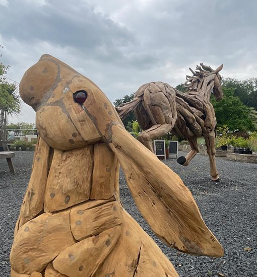 Hare and Horse sculptures from Art by Nature