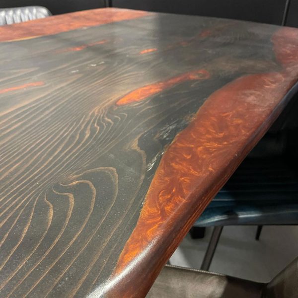 Sugy Bam Redwood and Copper Resin Table 1.8M - Image 3
