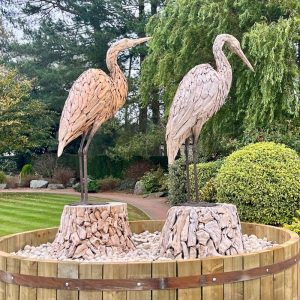 Pair of Giant Heron Sculptures on Stands